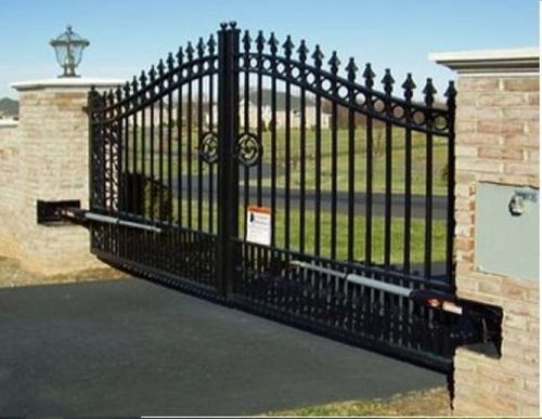 Black Rectangular Polished Iron Automatic Swing Gate, for College, Parking Area, School