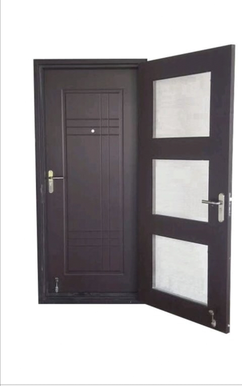 Double Rebate Main Mesh Galvanized Iron Door