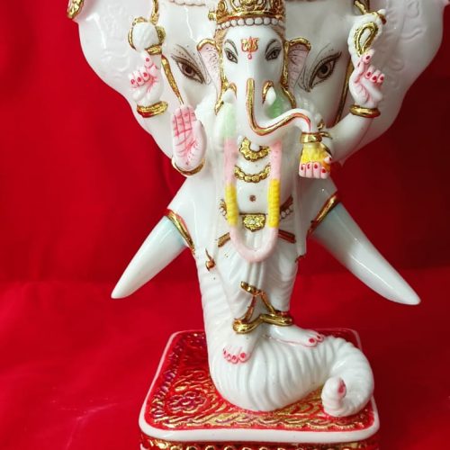 Polished Carved Designer Marble Ganesha Statue, for Interior Decor, Office, Home, Packaging Type : Box