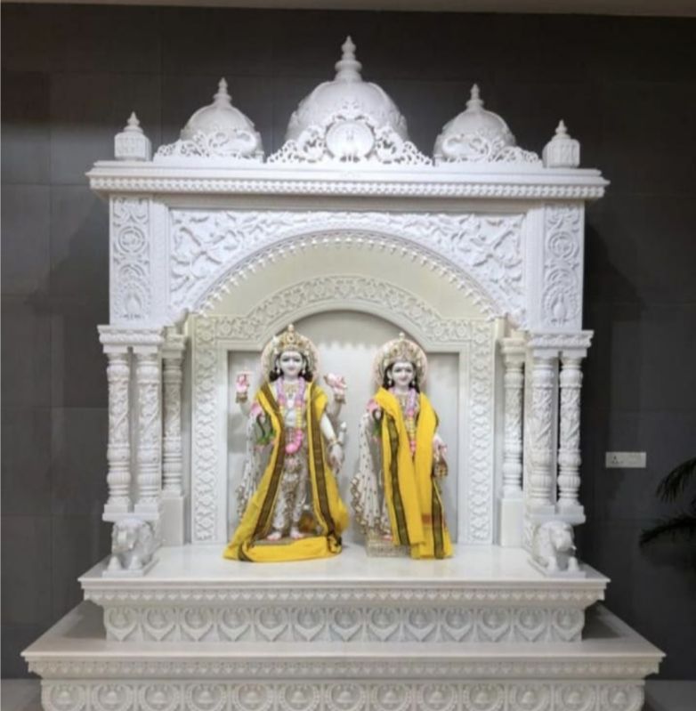 White Marble Temple With Laxmi Narayan Idol, for Home
