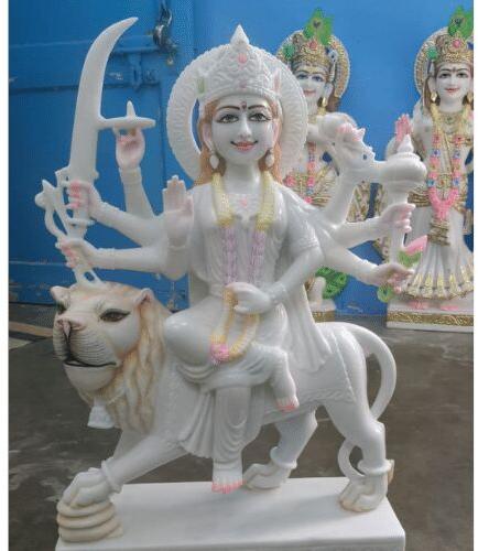 White Marble Durga Maa Statue, for Worship, Temple, Home