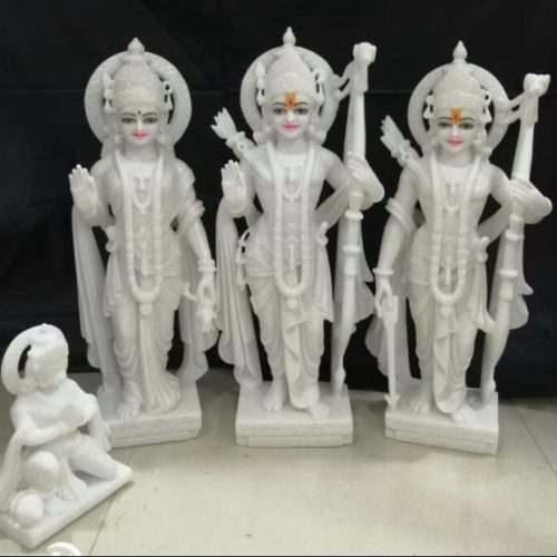 White Marble Ram Darbar Statue, for Worship, Temple