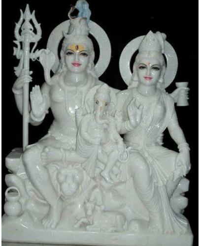 White Marble Shiva Parivar Statue, for Home, Religious Purpose