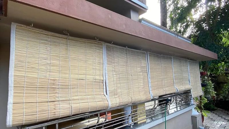 Yellow Horizontal Plain Bamboo Chick Blinds, For Window Use, Width : 25-30inch