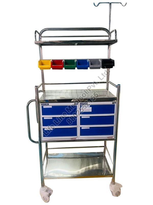 Polished Stainless-steel Hospital Crash Cart, Feature : Anti Corrosive, Durable, High Quality, Shiny Look