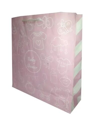 Pink Printed Baby Shower Paper Bag, for Gifting