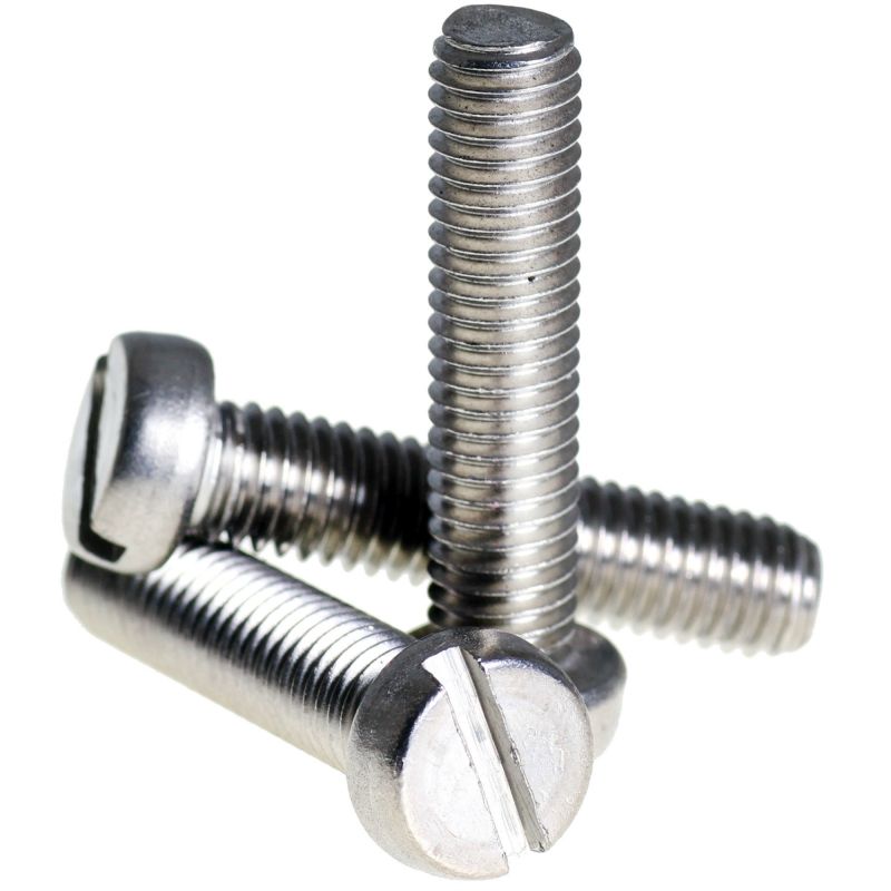 Grey Polished Stainless Steel Cheese Head Slotted Screws, for Industrial, Size : Standard