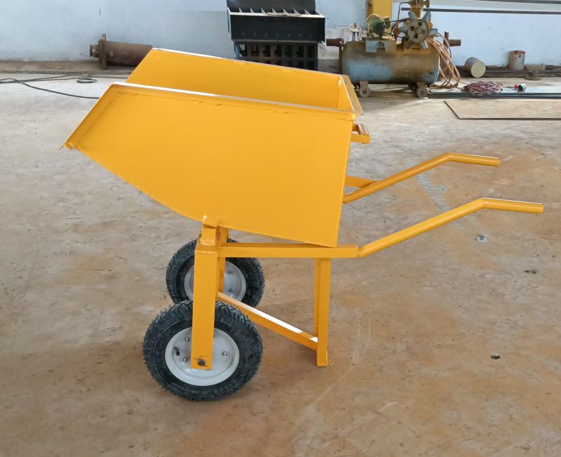 Yellow Iron Double Wheel Barrow Trolley, for Material Handling, Capacity : 100-200ltr