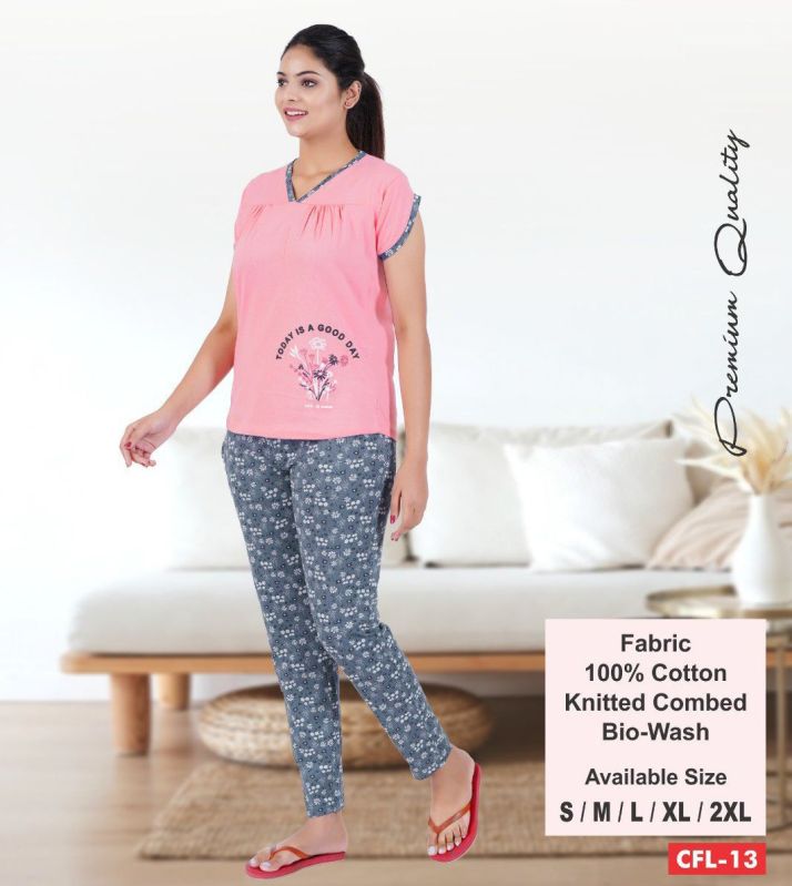 CFL-13 Ladies Printed Cotton Fashion Loungewear, Size : M, XL, XXL