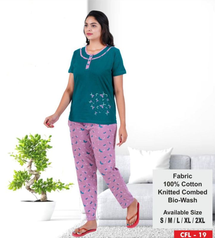 CFL-19 Ladies Printed Cotton Fashion Loungewear, Size : M, XL, XXL