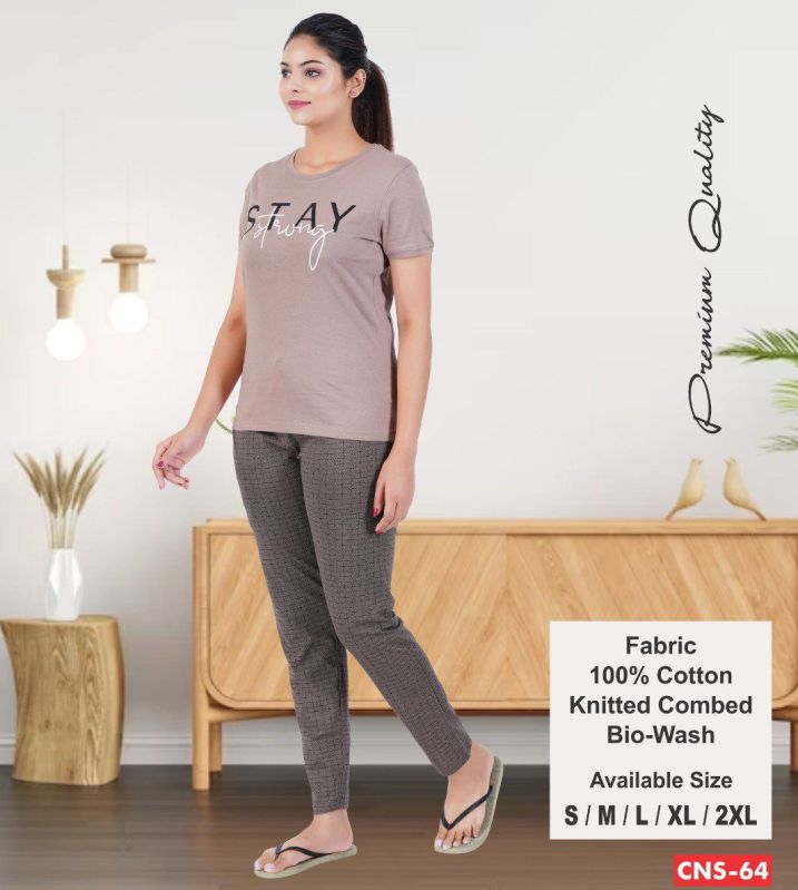 CNS-64 Ladies Cotton Basic Loungewear, Size : M, XL, XXL