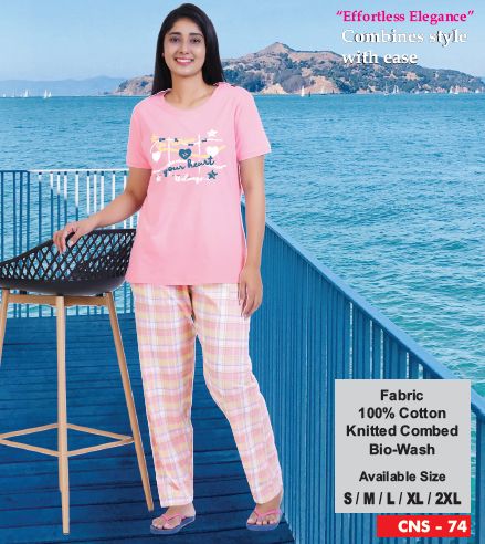 CNS74 Womens Cotton Pyjama Set, Packaging Type : Packet