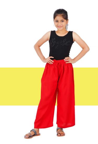 Plain Girls Rayon Palazzo Pant, Feature : Impeccable Finish, Easily Washable, Comfortable, Anti-Wrinkle