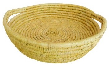 Round 300gm Moonj Grass Serving Tray, Color : Creamy Brown