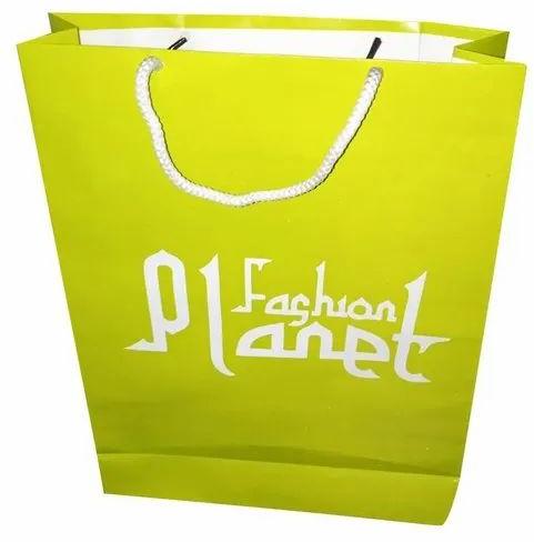 Yellow Customized Printed Paper Shopping Bag