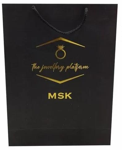 Black Printed Laminated Paper Jewellery Bag