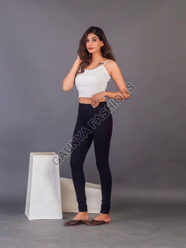 Gaunya Fashions Plain Chuidar Black Churidar Leggings, Occasion : Casual Wear