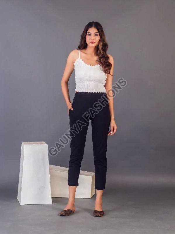 Pocket Style Black Straight Pant, Occasion : Casual Wear