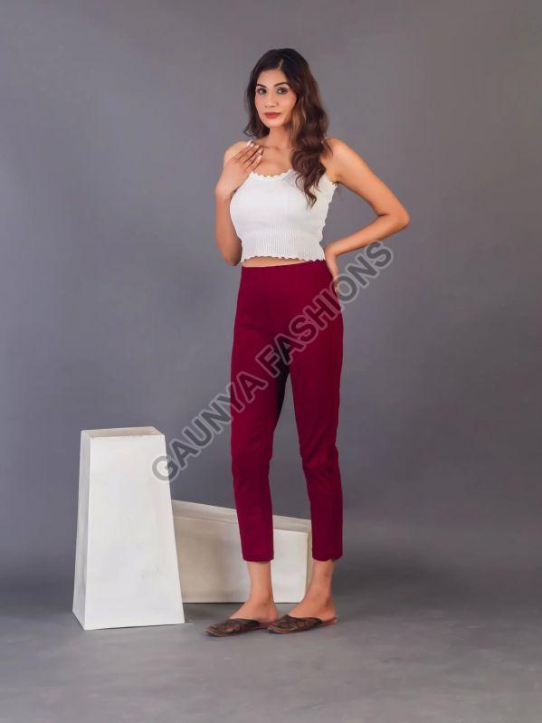 Pocket Style Maroon Straight Pant, Occasion : Casual Wear