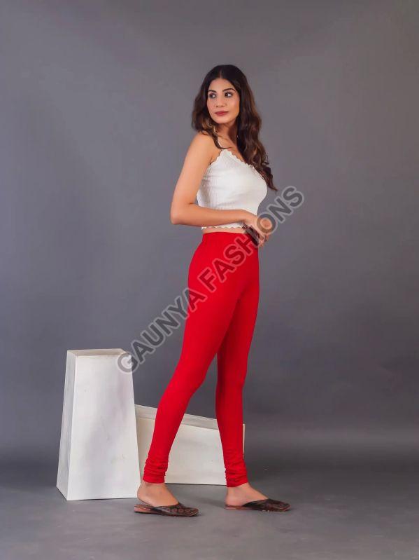 Gaunya Fashions Plain Chuidar Red Churidar Leggings, Occasion : Casual Wear