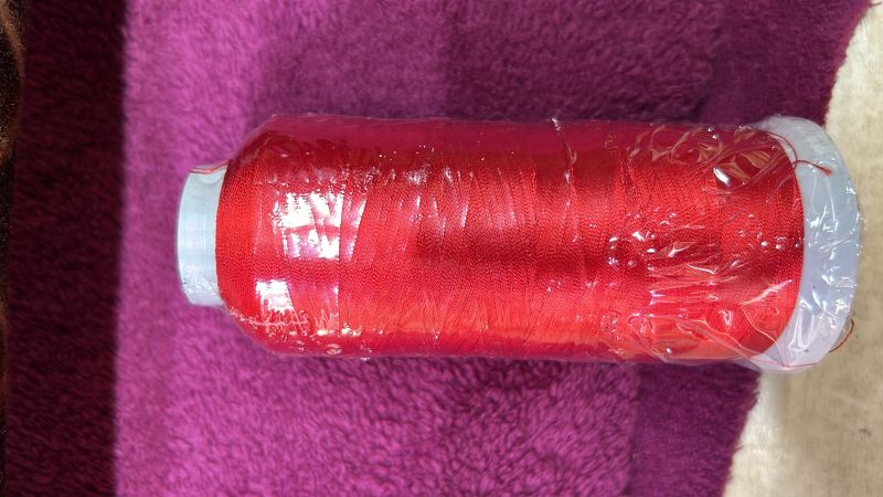 Ramdev Dyed Red jumbo viscose threads, for Embroidery, Length : 3800 mtr