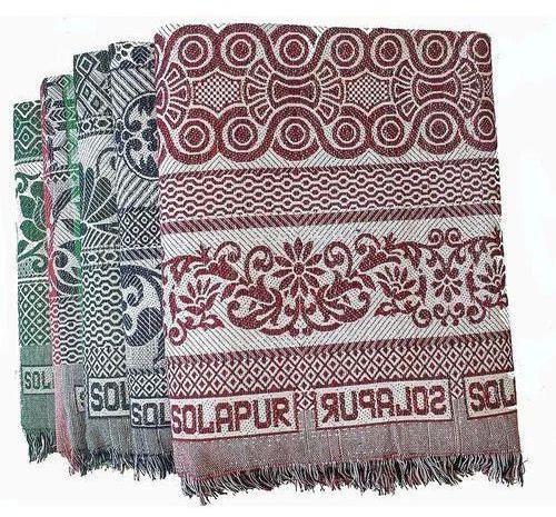 Printed Multicolor Solapur Bed Sheet, for Home, Hospital, Size : 60x90 Inch