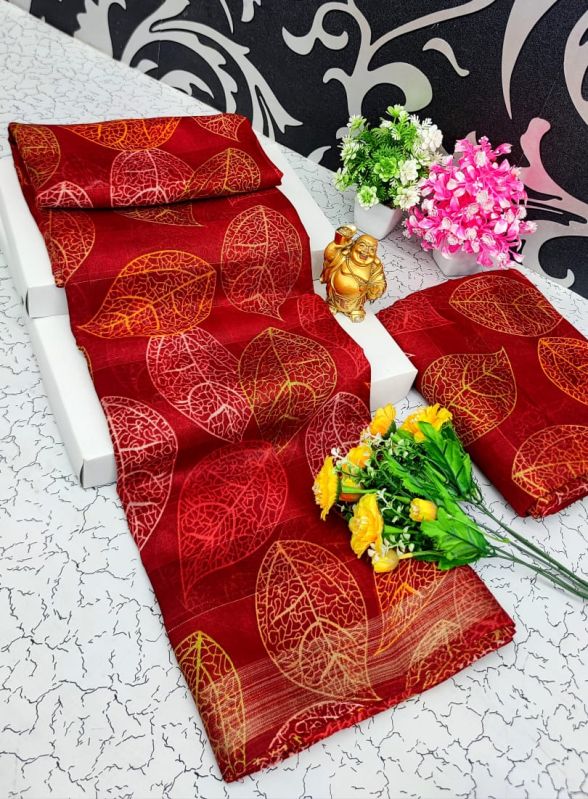 Printed fancy cotton sarees, Saree Length : 6.3 Meter