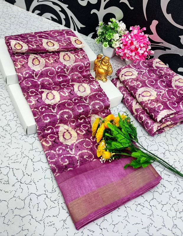 PINK COTTON SAREES WITH PRINTED DESIGN, Saree Length : 6.3 Meter