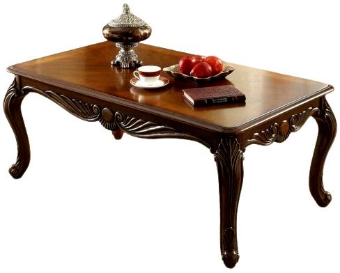 Simna International Brown Rectangular Polished Pattern Wooden Center Table, For Restaurant, Home