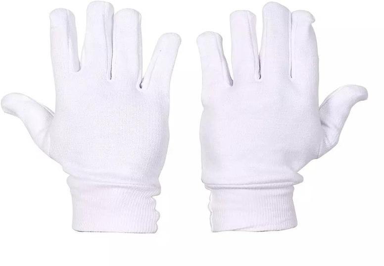 Plain Cotton Cricket Batting Inner Gloves, Color : White