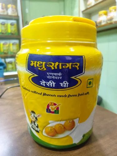 Yellow Liquid 2 Litre Madhusagar Desi Ghee, for Cooking, Worship, Packaging Type : Plastic Jar