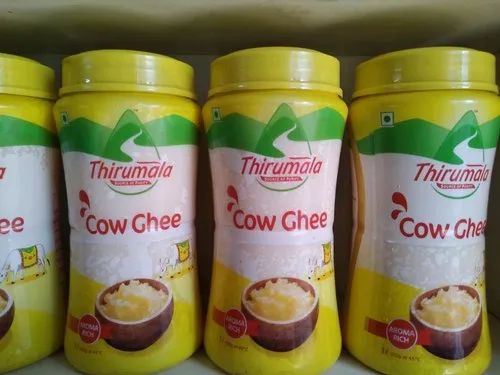 Yellow Liquid 1 Litre Thirumala Cow Ghee, for Cooking, Worship, Packaging Type : Plastic Jar