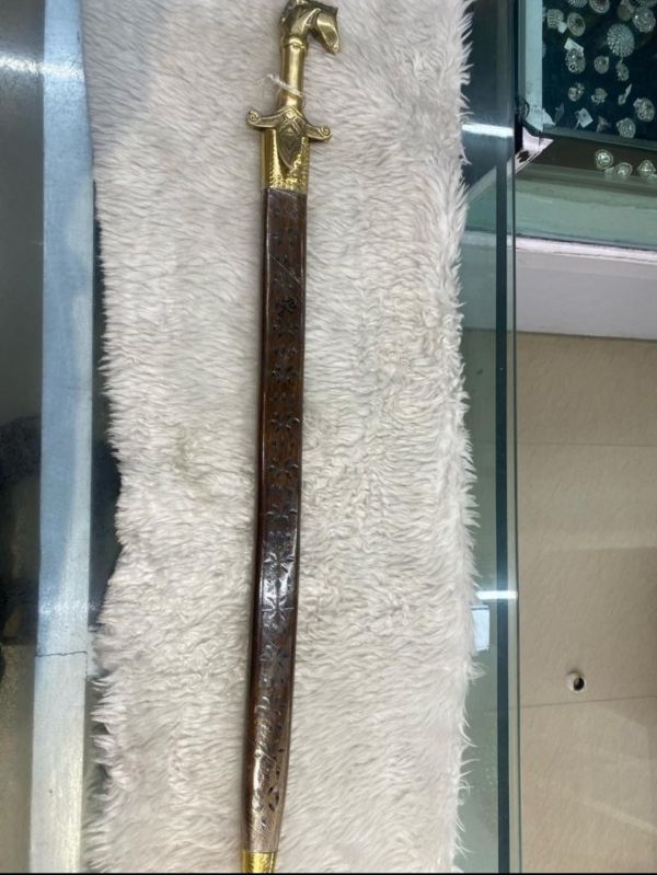 3 Feet Wooden Cover Straight Sword, Handle Material : Metal