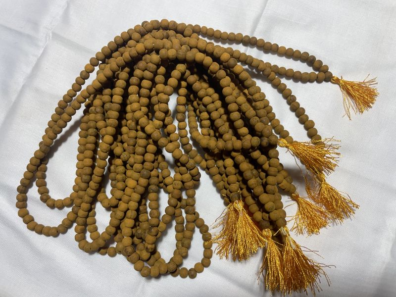 Yellow Solid Round Haldi polished mala, for Puja, Size : 7-8mm