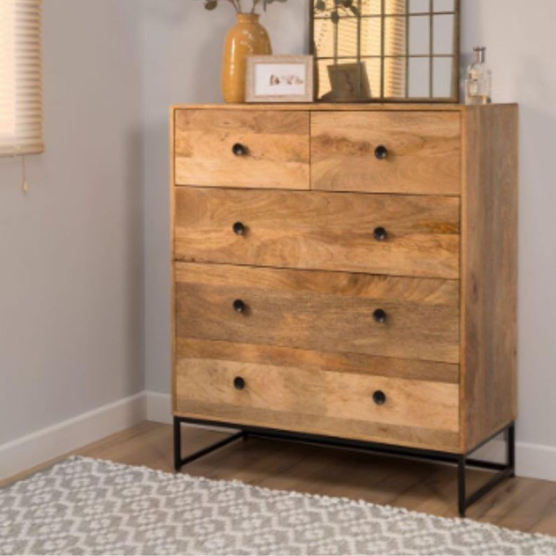 Mango Wood Living Room 5 Drawer Chest