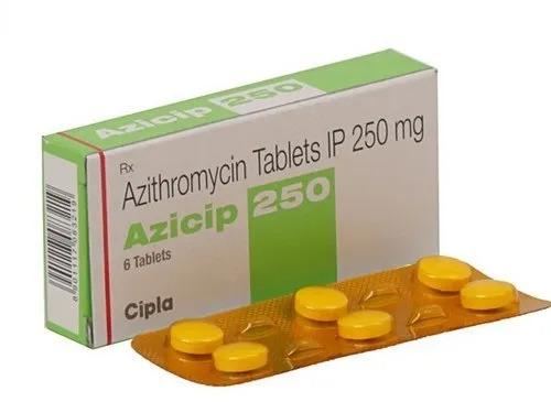 White Azithromycin 250mg Tablet, for Personal, Hospital, Clinical, Packaging Size : 10X10 Pack