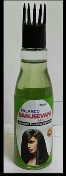 Green Preamco Sanjeevani Hair Oil, For Hare Care, Packaging Type : Plastic Bottle