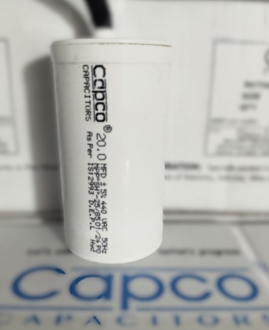 Electric Plastic 20 MFD Capacitor, for Industrial, jatka machne, Packaging Type : Box
