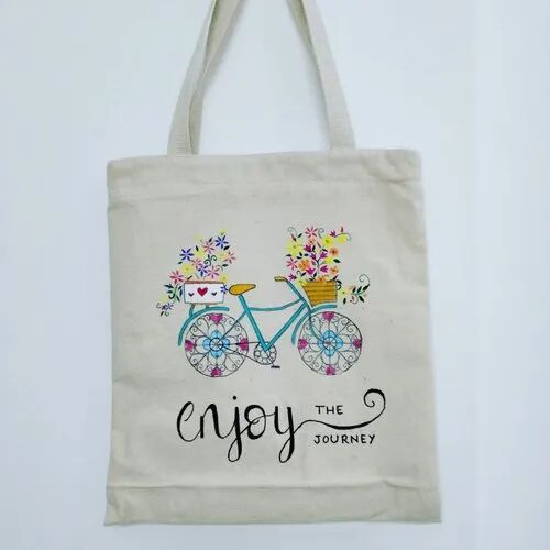 Canvas Hand Painted Tote Bag, for Shopping, Collage, Style : Handbags