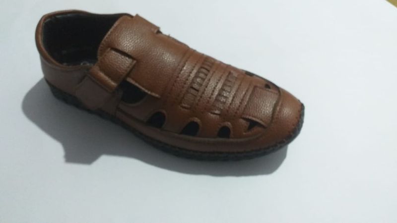 CS-014 Mens Dark Brown Leather Sandals, Outsole Material : TPR