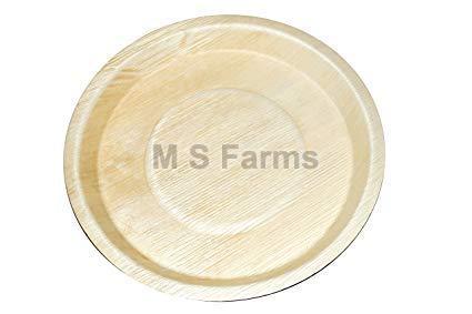 Round 10 Inch Areca Leaf Plates, for Serving Food, Color : Creamy, Brown