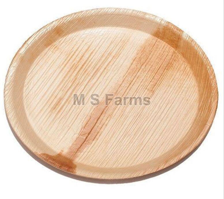 Brown Round 12 Inch Areca Leaf Plates, for Serving Food, Size : 12inch