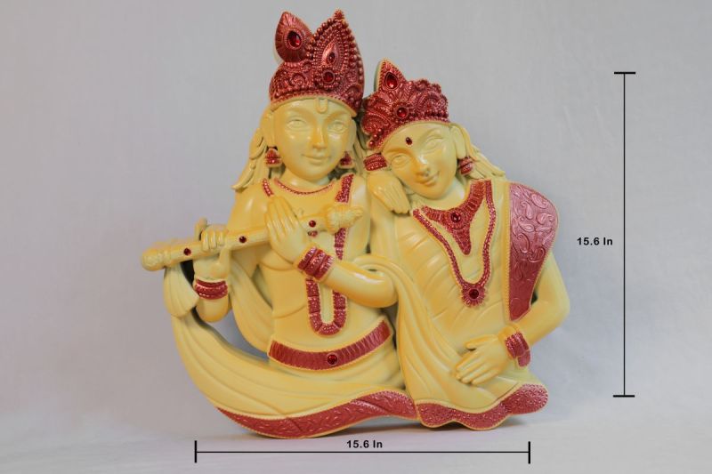 Radha Krishna Wall Frame Yellow