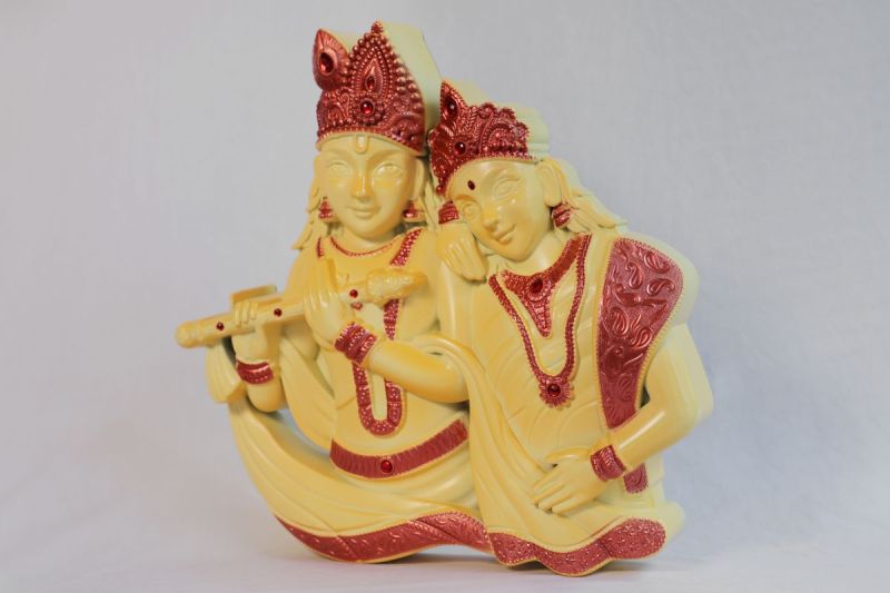 Radha Krishna Wall Frame Yellow