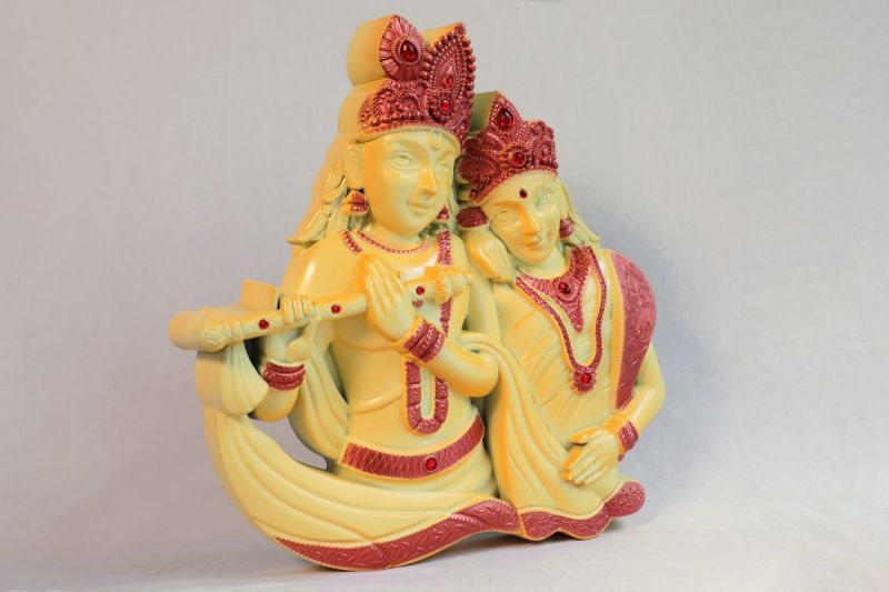 Radha Krishna Wall Frame Yellow