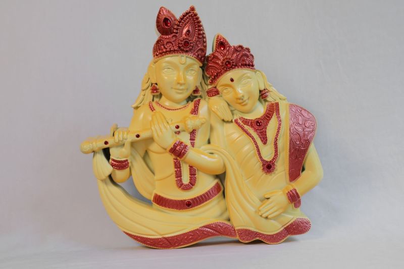 Radha Krishna Wall Frame Yellow