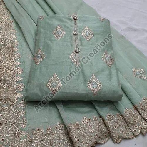 Embroidered Silk Dress Material
