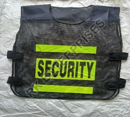 Black Sleeveless Reflective Security Jacket, for Safety Use, Size : Free