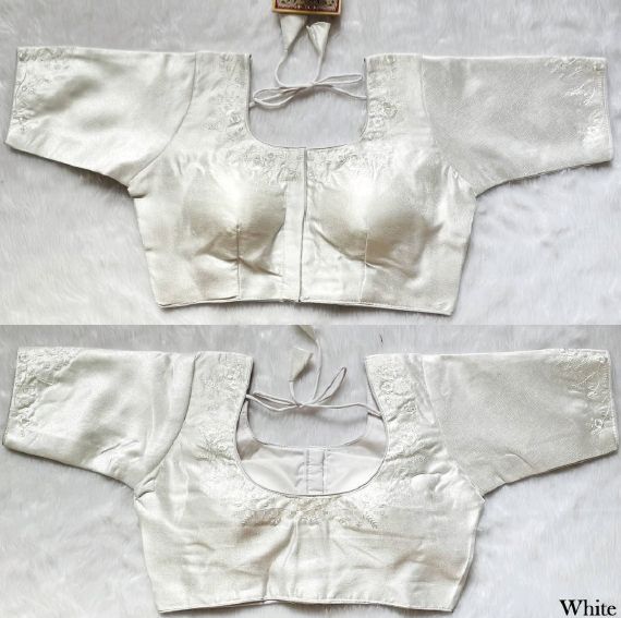 White Milan Silk Sequence Work Blouse, Feature : Breath Taking Look, Embroidered, Impeccable Finish