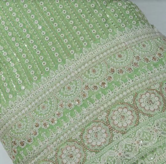 Multicolor Embroidered Sequence Fabric, For Garments, Packaging Type : Plastic Bag